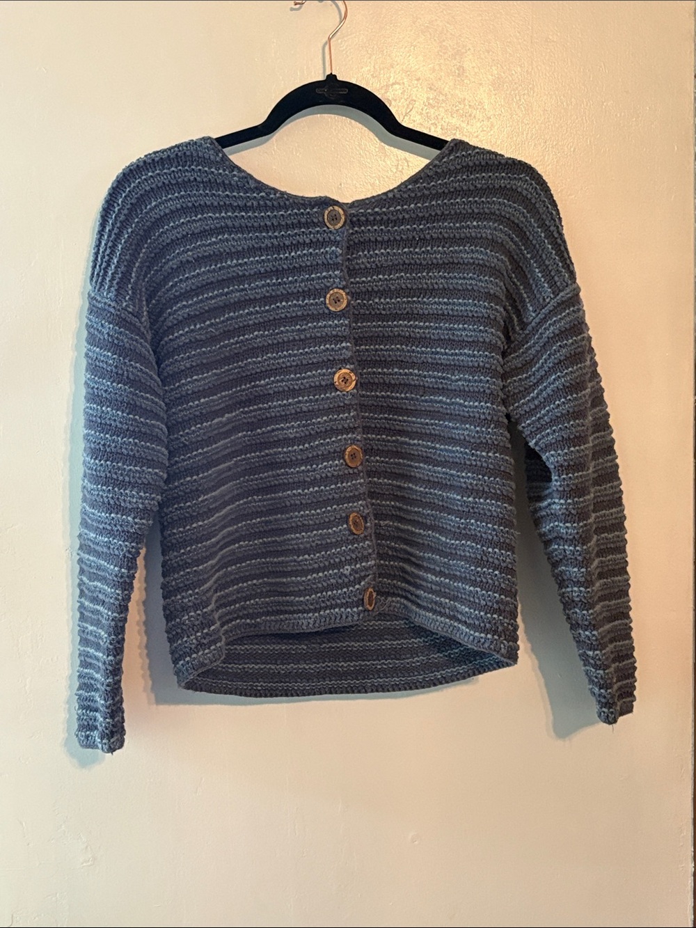 Northern Isles Hand-Knitted Cardigan Sweater with Wooden Buttons - Picture 2 of 6